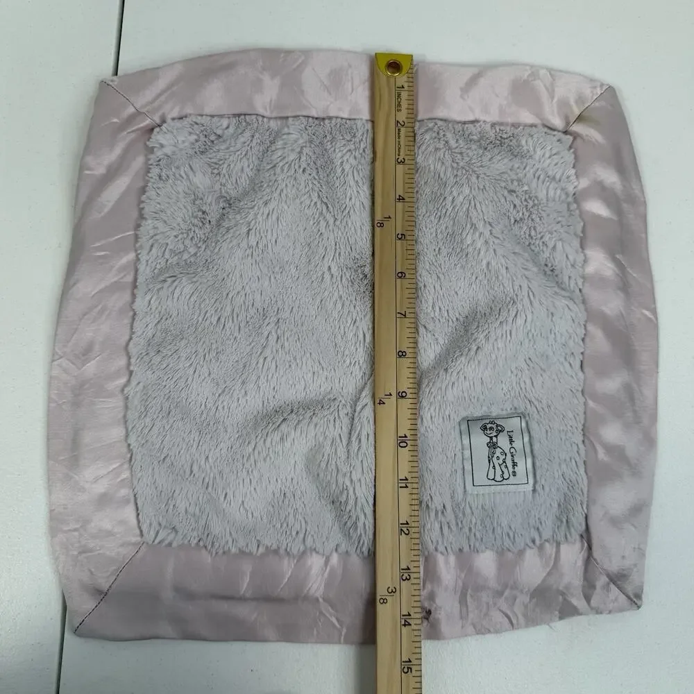 Little Giraffe Luxe Chenille Baby Lovey Blanky Blanket Pink Satin Trim Soft READ